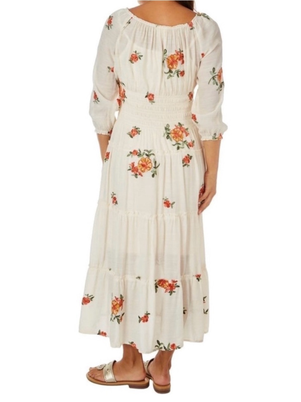 Anthropologie Figs & Flower Boho Floral Maxi Dress in Cream Sz 3X Women